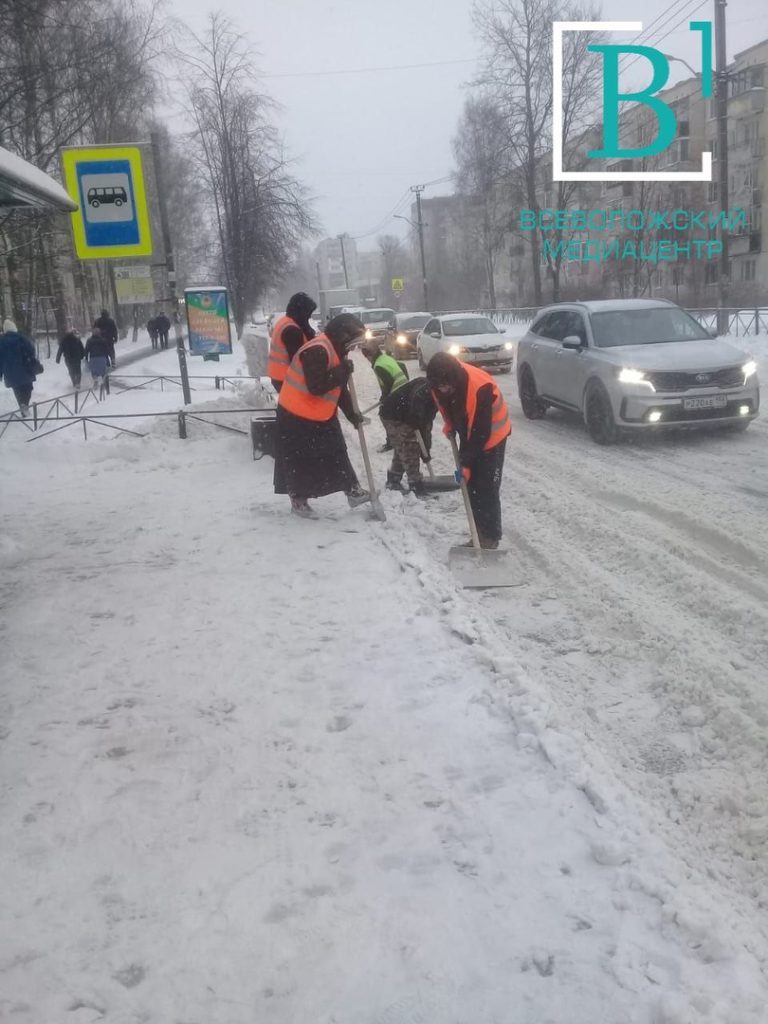 Белый плен: коммунальщики пытаются очистить Всеволожск от снега