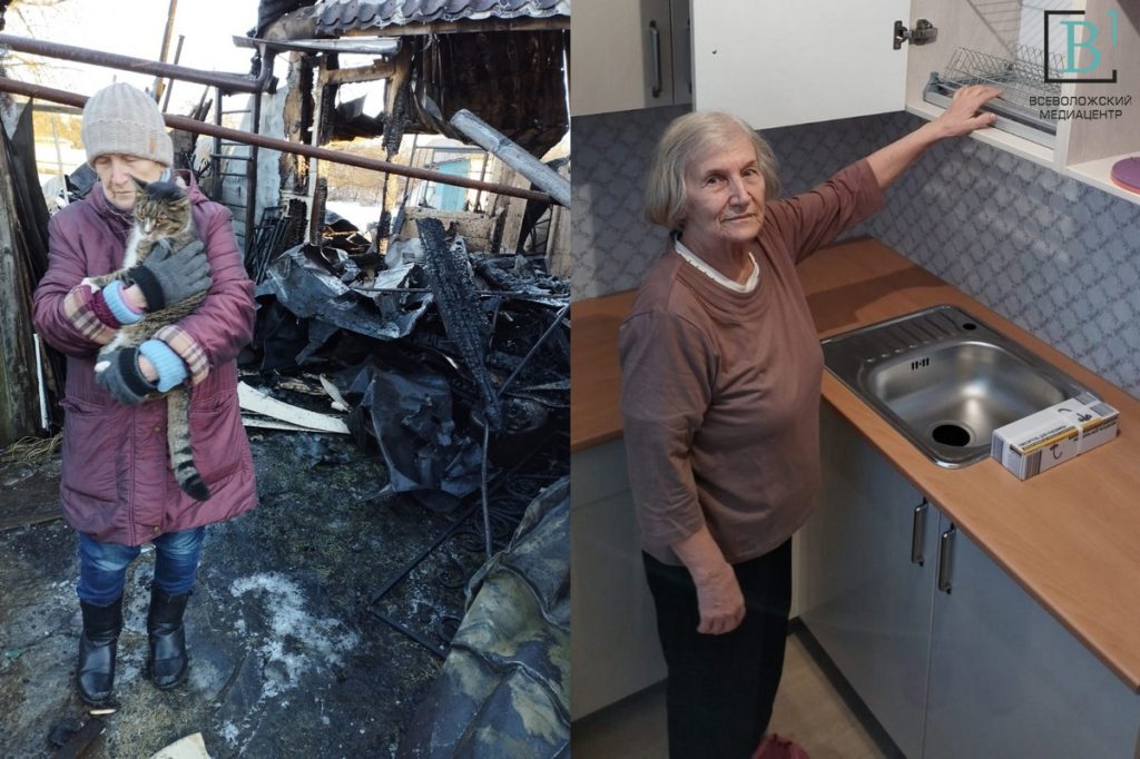 Всем миром: в п. Щеглово помогли бабушке-погорелице с новым жильём